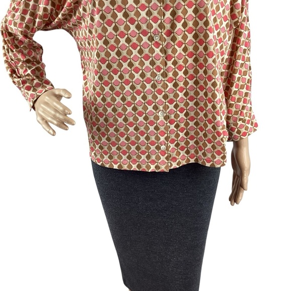 J.McLaughlin Viola Button Front Geometric Print Top Size Small - Picture 3 of 7